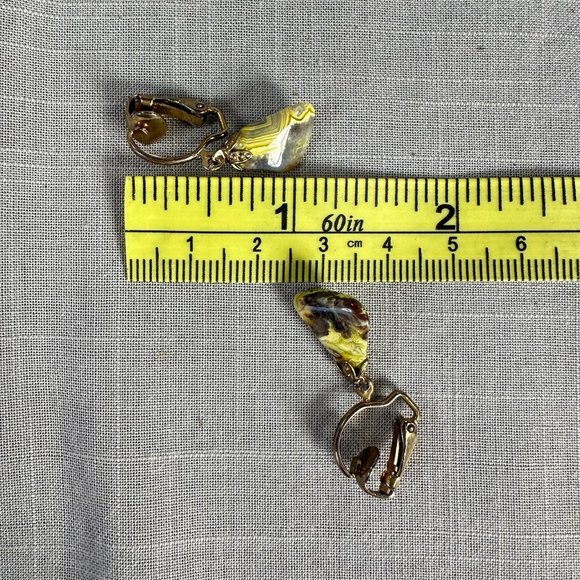 Vintage Bumblebee Jasper Clip On Earrings - Picture 6 of 13